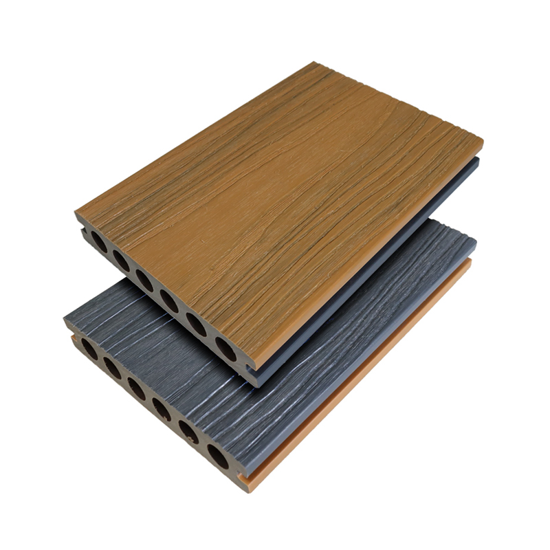 SRL-138 * 23mm في الهواء الطلق WPC مركب 3D النقش العميق المشترك البثق جولة جوفاء الشظية رمادي التزيين الأرضيات